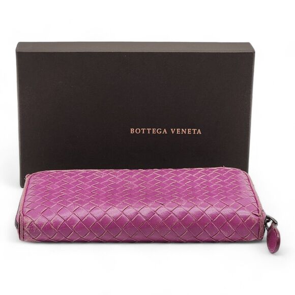Bottega Veneta Intrecciato Leather Zip Around Wallet in Orchid - Picture 11 of 11